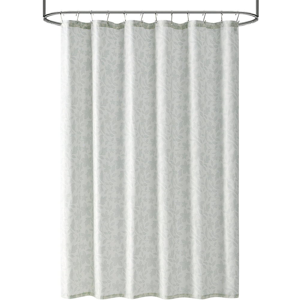 Mainstays 15-Piece Green Leaves Bathroom Set  Nature-Inspired Shower Curtain, Bath Rugs & Hooks, Washable Polyester - Image 2