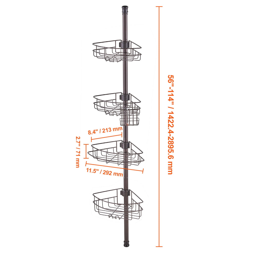 Shower Caddy, Adjustable 56" to 114", Versatile Shower with Durable Tray, Resistant to Rust, Simple Installation, Sui... - Image 6