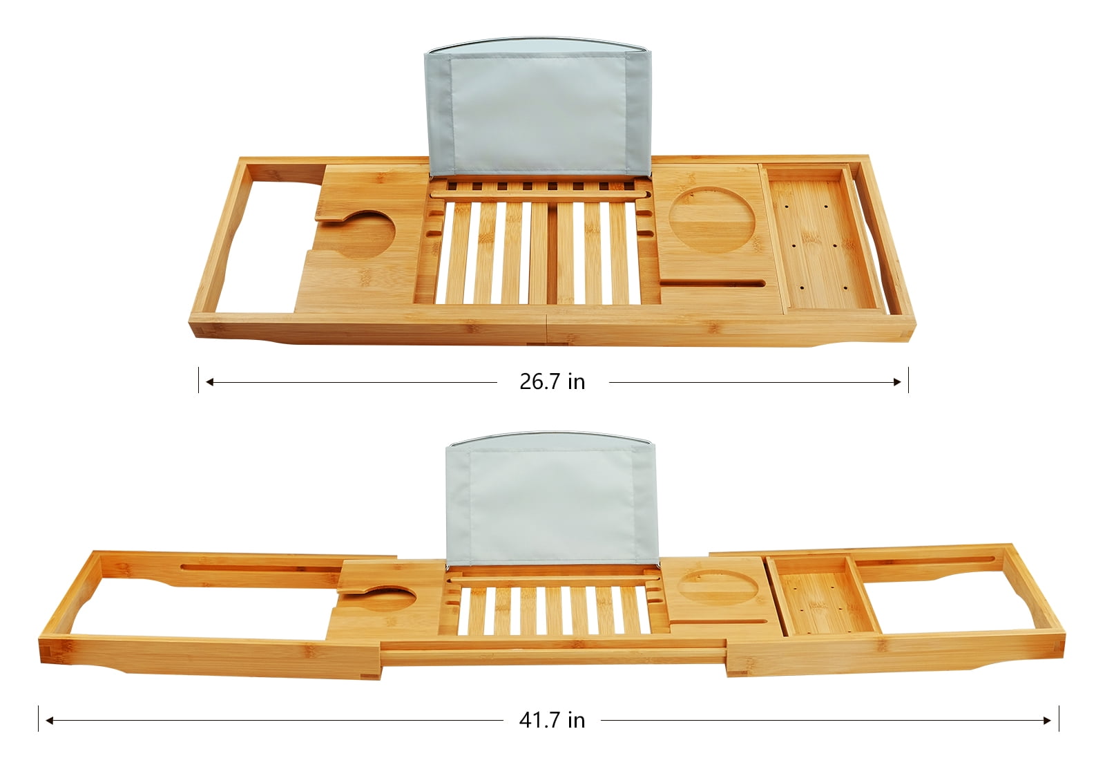 Bathtub Caddy Tray for Tub, Expandable Bamboo Bath Table Shelf with Book and Wine Glass Holder, Bathroom Accessories Gift for Spa, Housewarm - Image 2
