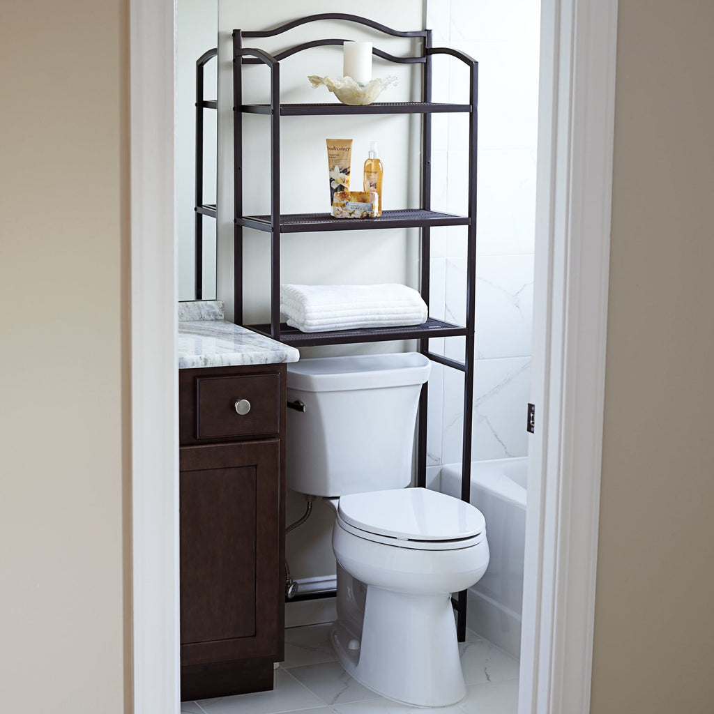 Household Essentials 3-Tier Over the Toilet Storage Shelf, Espresso Brown - Image 3