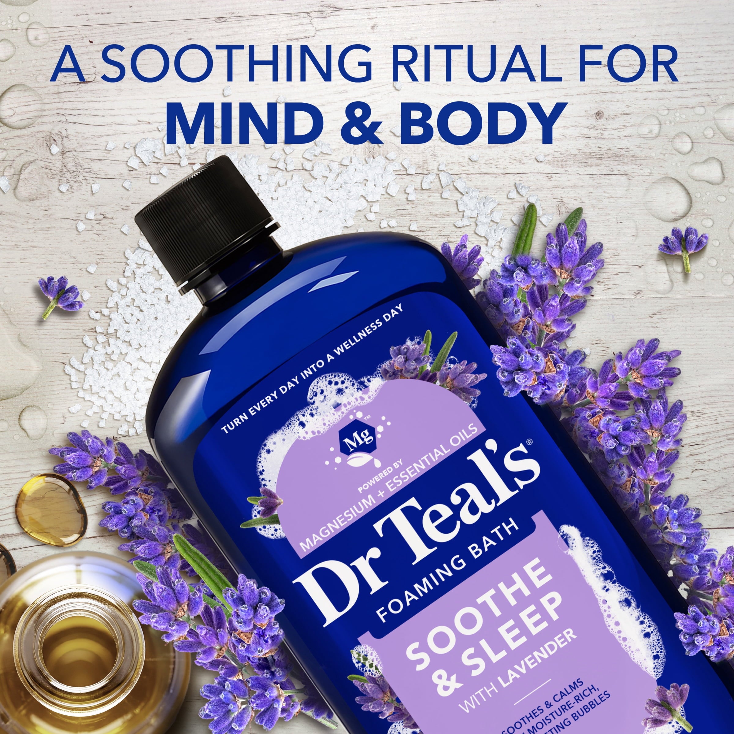 Dr Teal's Foaming Bath with Pure Epsom Salt, Soothe & Sleep with Lavender, 34 fl oz - Image 3