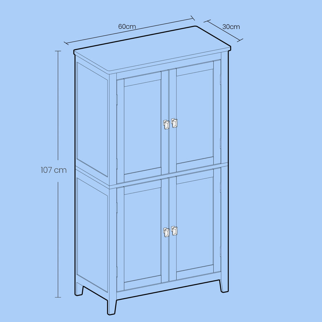 LEDREM Bathroom Storage Floor Cabinet Organizer with 4 Doors & Adjustable Shelves, 43" Wooden Pantry Cabinet Freestanding for Kitchen Living - Image 5