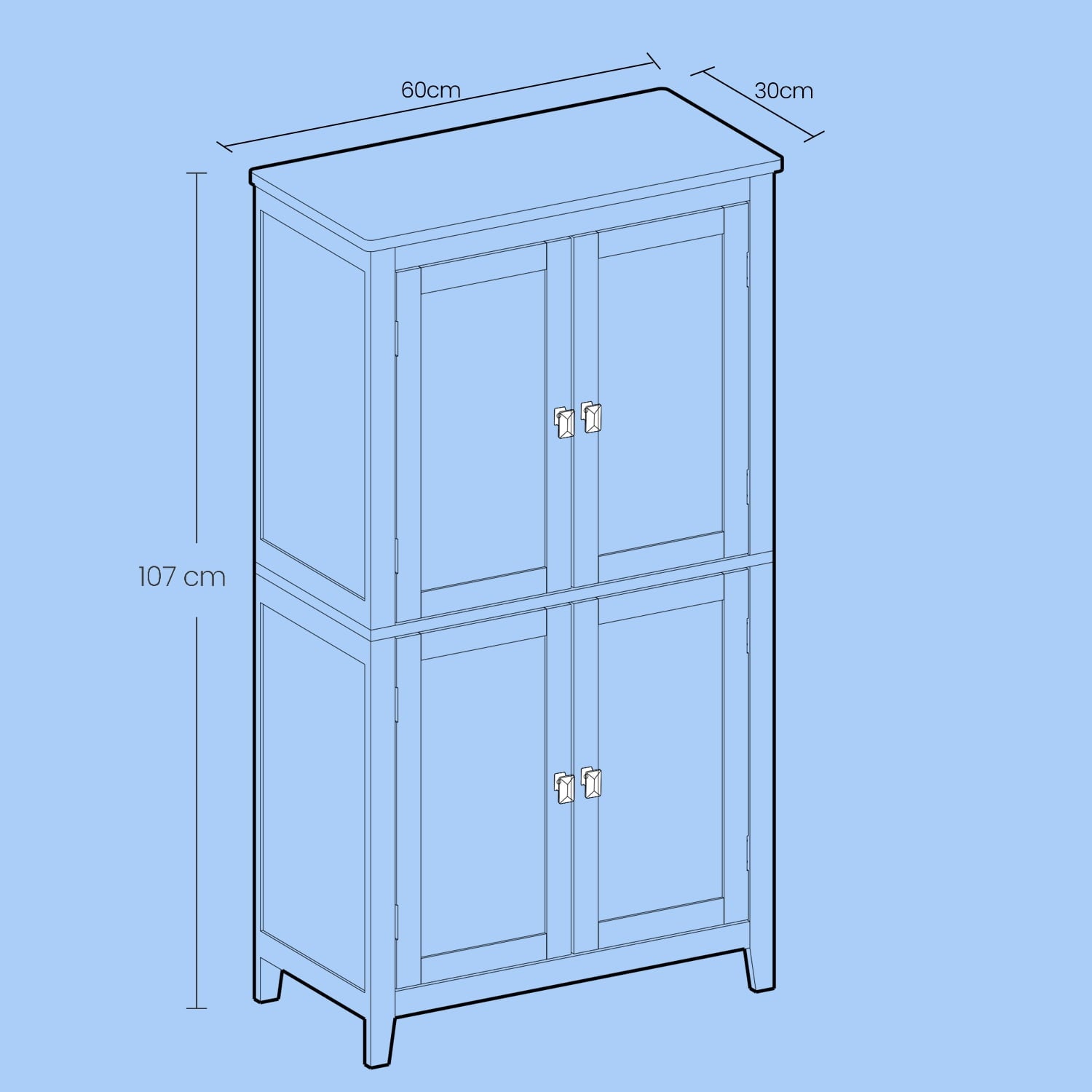 LEDREM Bathroom Storage Floor Cabinet Organizer with 4 Doors & Adjustable Shelves, 43" Wooden Pantry Cabinet Freestanding for Kitchen Living - Image 5