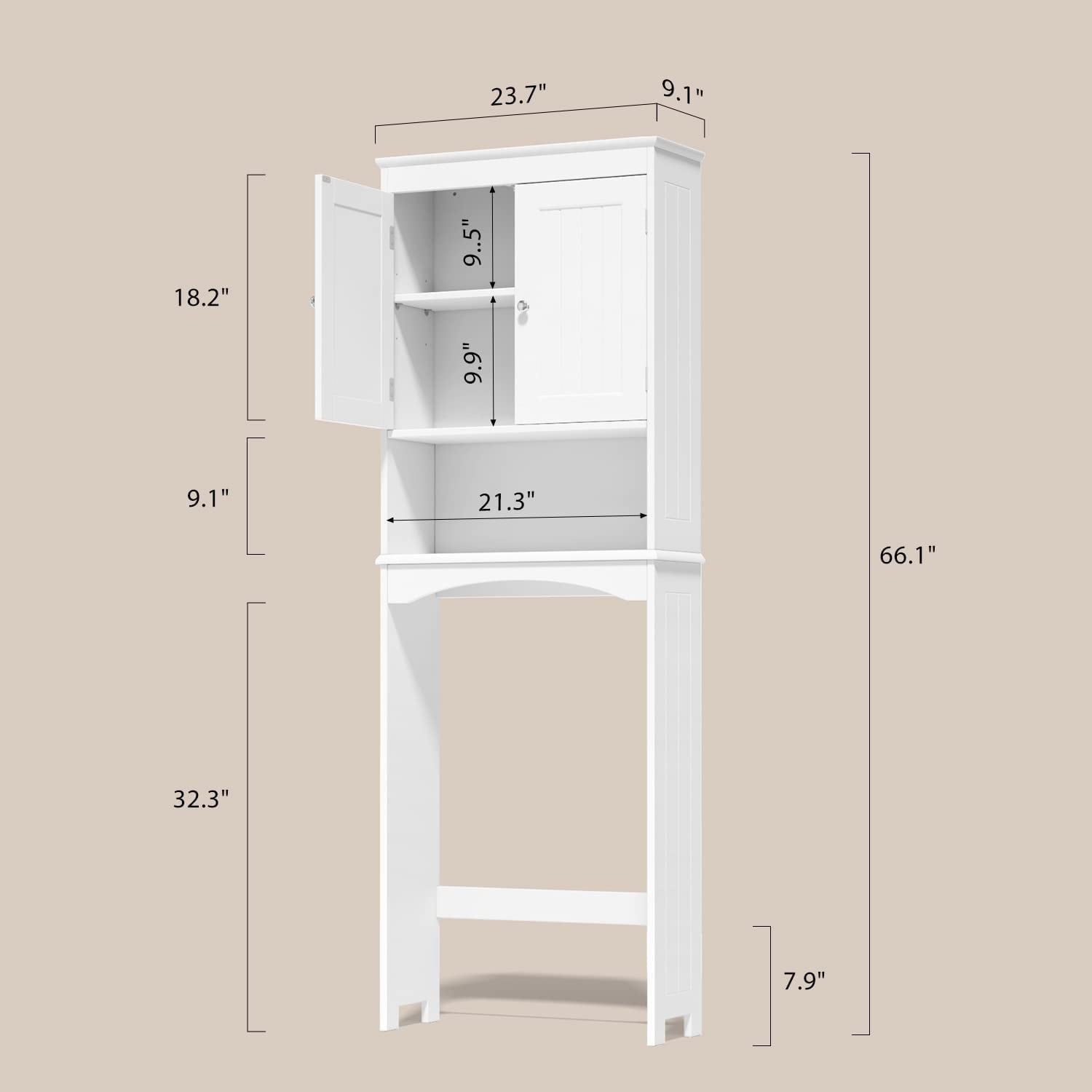 the Toilet Storage Cabinet - White Bathroom Shelf Organizer with Adjustable Shelf, Anti-Tip Device, Space-Saving Free... - Image 5