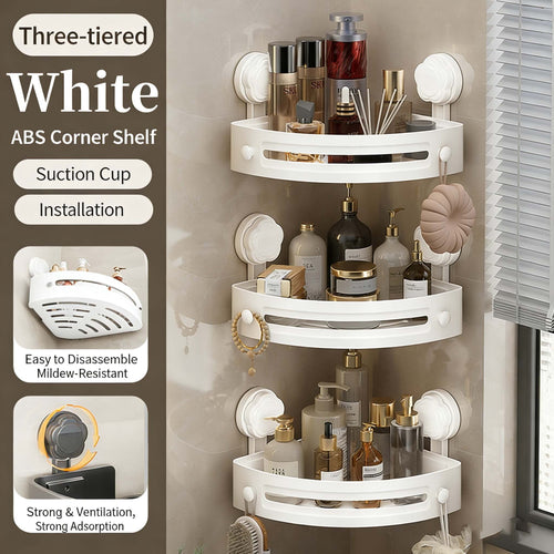 3-Tier Corner Shower Caddy with Powerful Suction Cups, No Drill Removable Bathroom Corner Shelf, Large Capacity Waterproof & Rustproof Showe