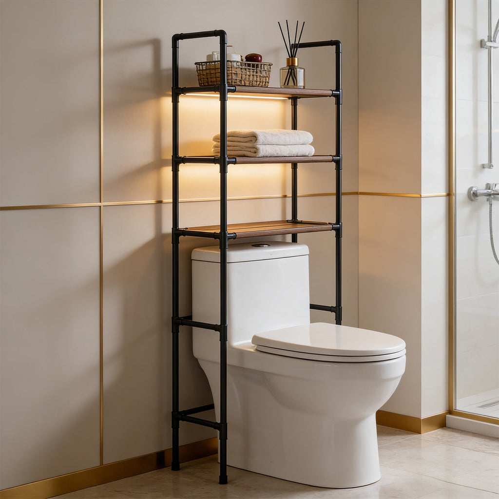 3-Tier The Toilet Storage Shelf | Bathroom Organizer Rack with 3 Shelves for Toilet Paper, Towels & Toiletries | Spac...