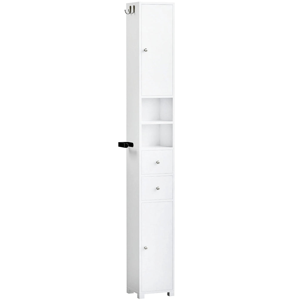 Homfa 71" Tall Bathroom Storage Cabinet with Adjustable Shelves, 2 Doors & Drawers Bathroom Storage Tower with Hooks & Paper Towel Holder, F - Image 5