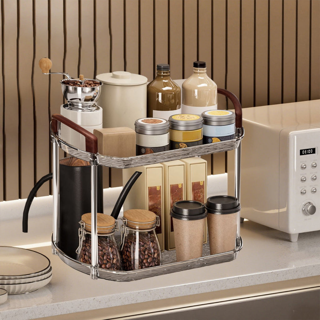2-Tier Bathroom Organizer - Space Saving Shelf for Cosmetics, Toiletries and Kitchen Essentials - Image 2