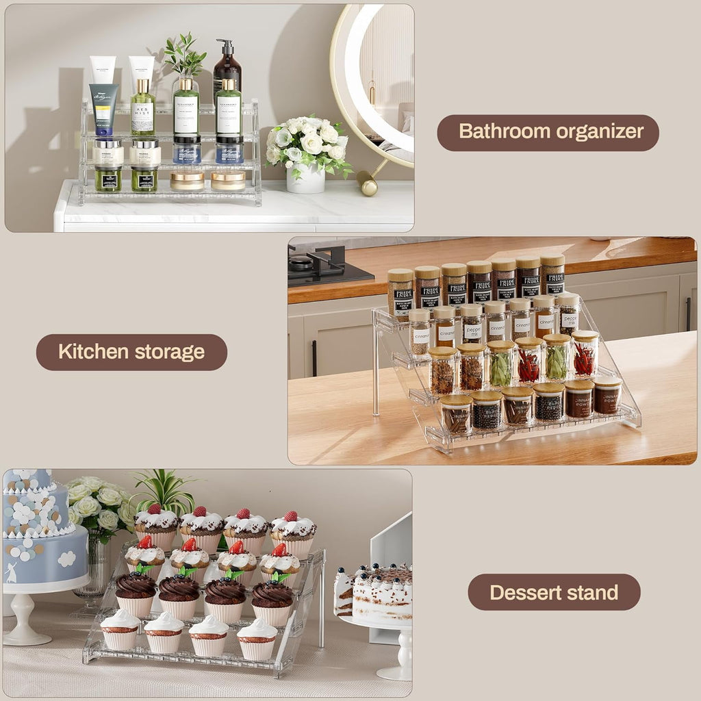 4-Tier Organizer and Storage, 12.4 Inch Cologne Organizer, Bathroom Countertop Cosmetic Storage, Standing Tray for Be... - Image 4