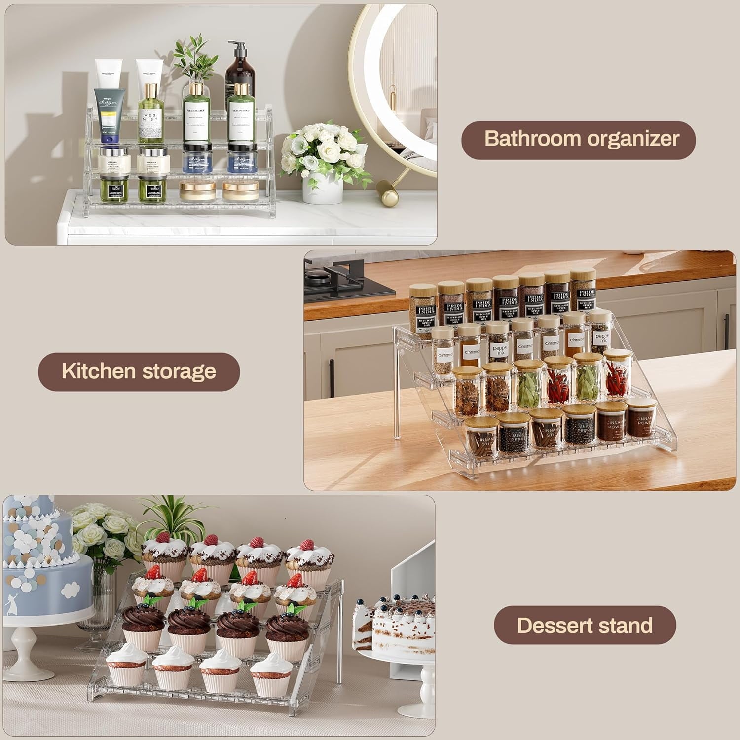 4-Tier Organizer and Storage, 12.4 Inch Cologne Organizer, Bathroom Countertop Cosmetic Storage, Standing Tray for Be... - Image 4