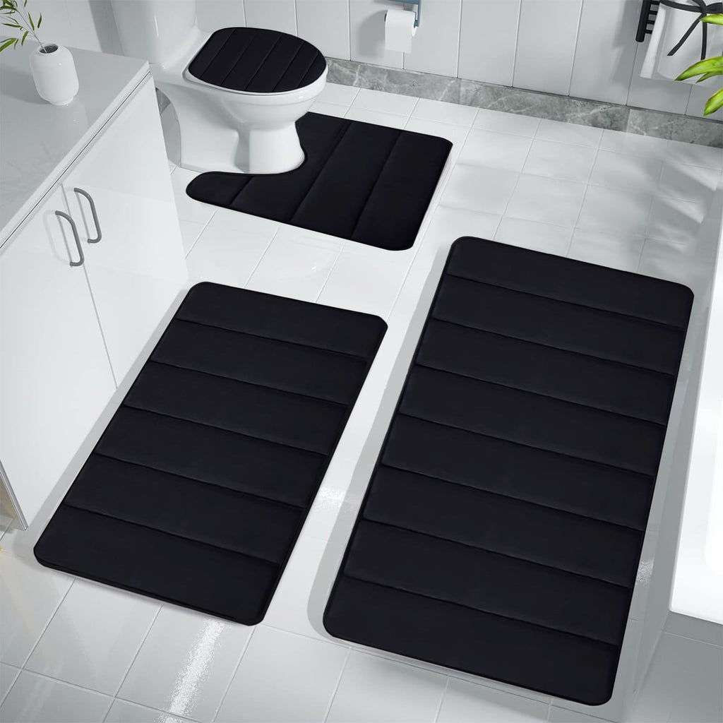 4 Piece Bathroom Rugs Bath Mat Set, Memory Foam Bath Mats for Bathroom, Bathroom Rug Set - Dries Quickly, Non-Slip,Th... - Image 5