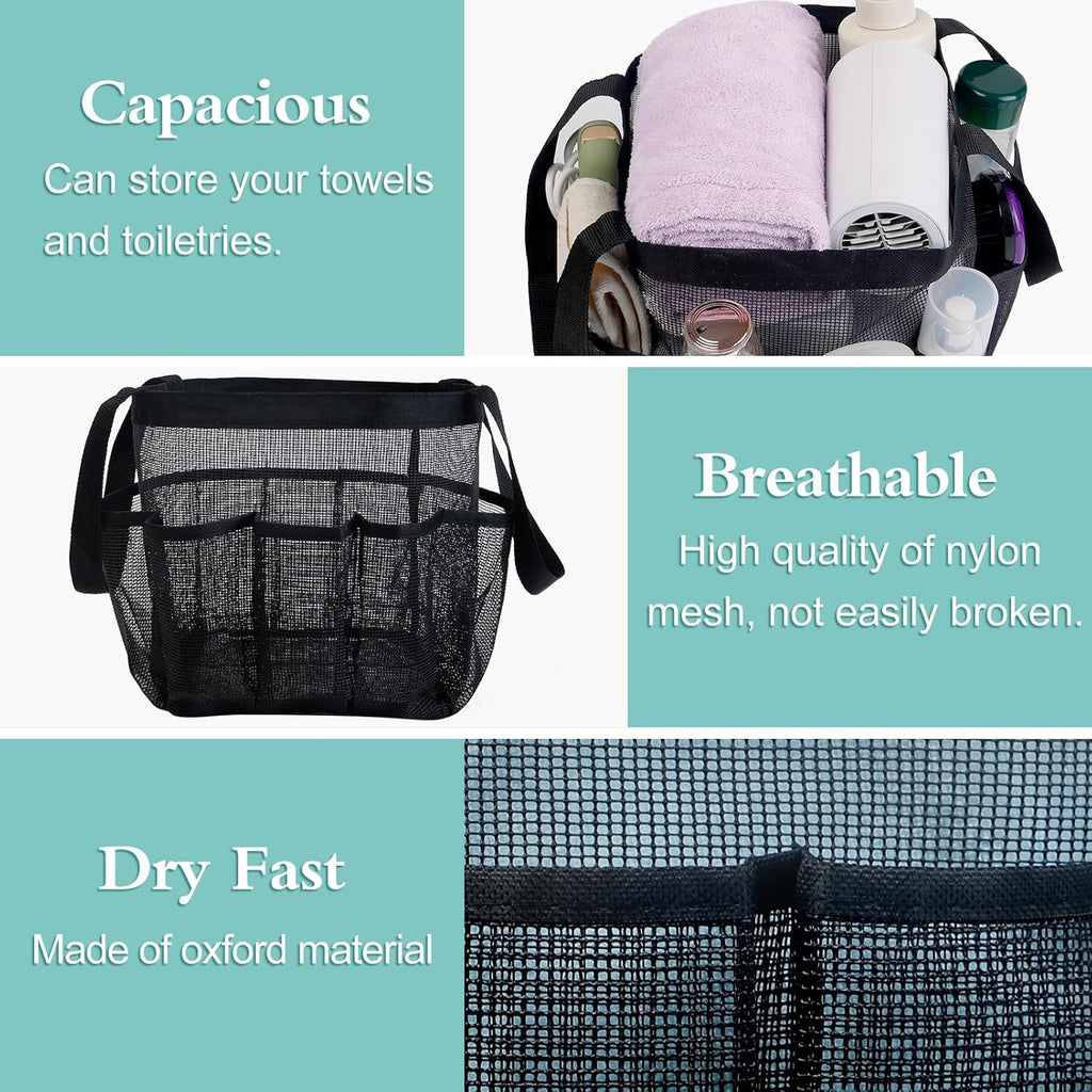 2 Pack Mesh Shower Caddy Set , Quick Dry Hanging Shower Tote Bag for Travel Use - Image 2