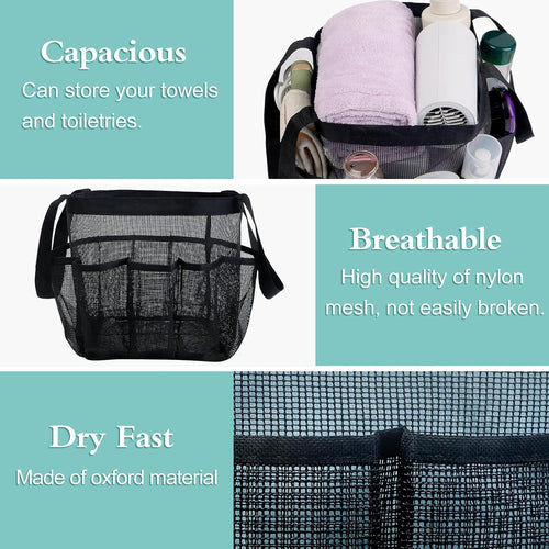 2 Pack Mesh Shower Caddy Set , Quick Dry Hanging Shower Tote Bag for Travel Use - Image 2