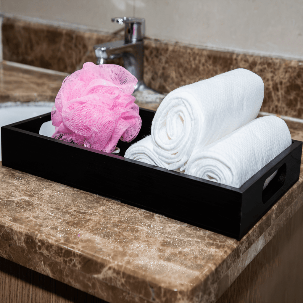 Tray, Bamboo Rectangular Bathroom Tray, 12.5*7.8 Inches Tray Suitable for Bathroom - Image 4