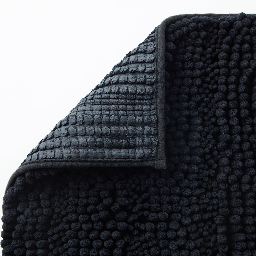 Black Chenille Polyester Bath Rug Set, 2-Piece - Image 2