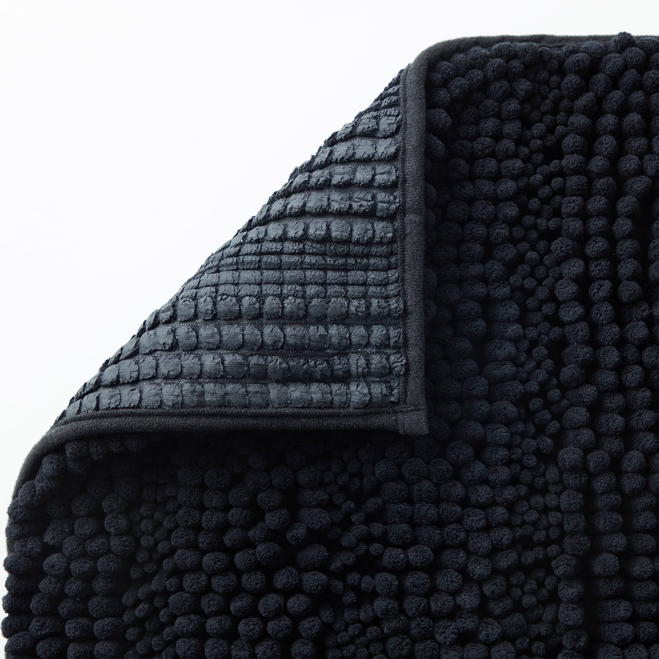 Black Chenille Polyester Bath Rug Set, 2-Piece - Image 2
