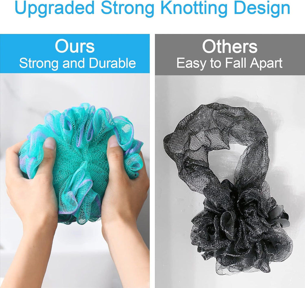 Sponge 4 Pack, Bath Sponge Pouf for Men Women, Loofa Bath Scrunchie, Exfoliator Body Bath Scrubber(4pcs) - Image 5