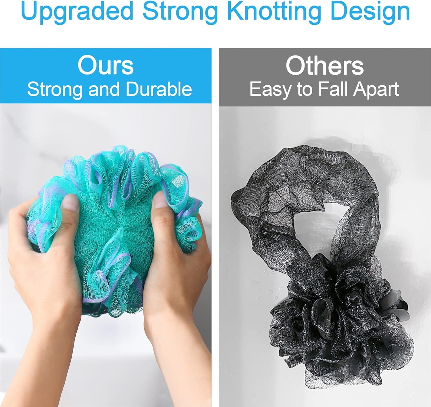Sponge 4 Pack, Bath Sponge Pouf for Men Women, Loofa Bath Scrunchie, Exfoliator Body Bath Scrubber(4pcs) - Image 5