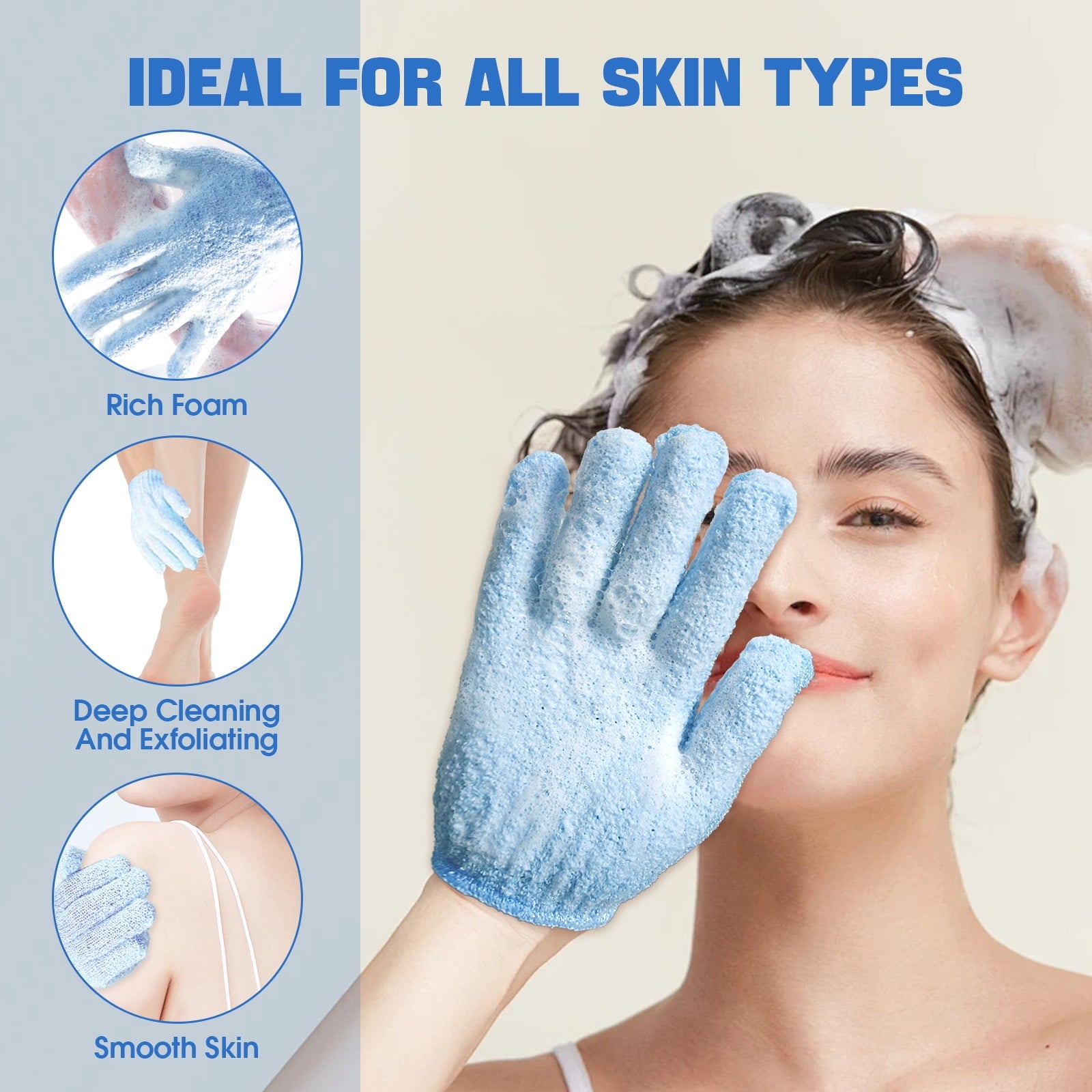 6 Exfoliating Bath Gloves for Shower, Spa, Massage and Body Scrubs Men and Women - Image 4