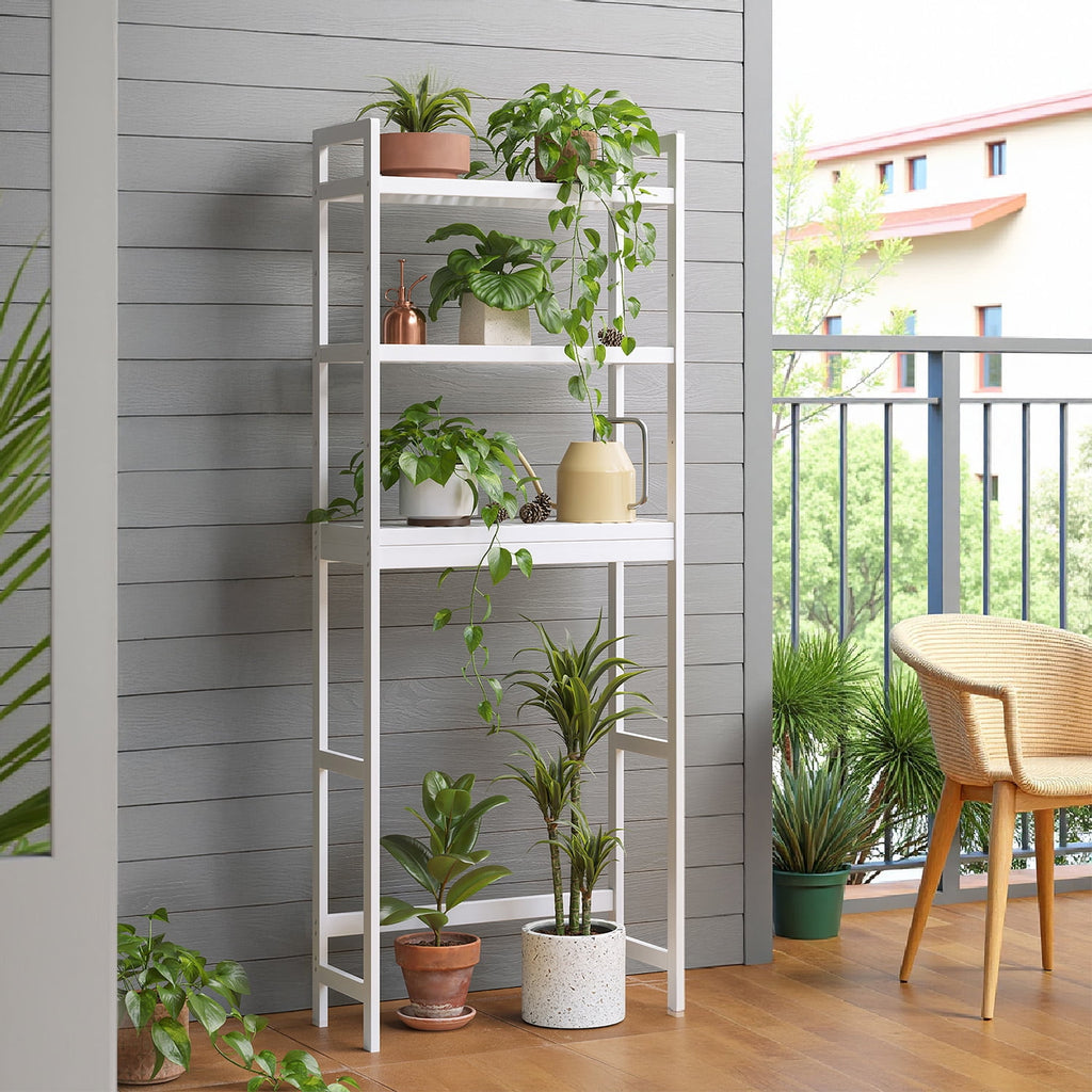 LEDREM Over The Toilet Storage Shelf, 3-Tier Bathroom Organizer Adjustable Saver Space Rack with Toilet Paper Holder,Cloud White - Image 3