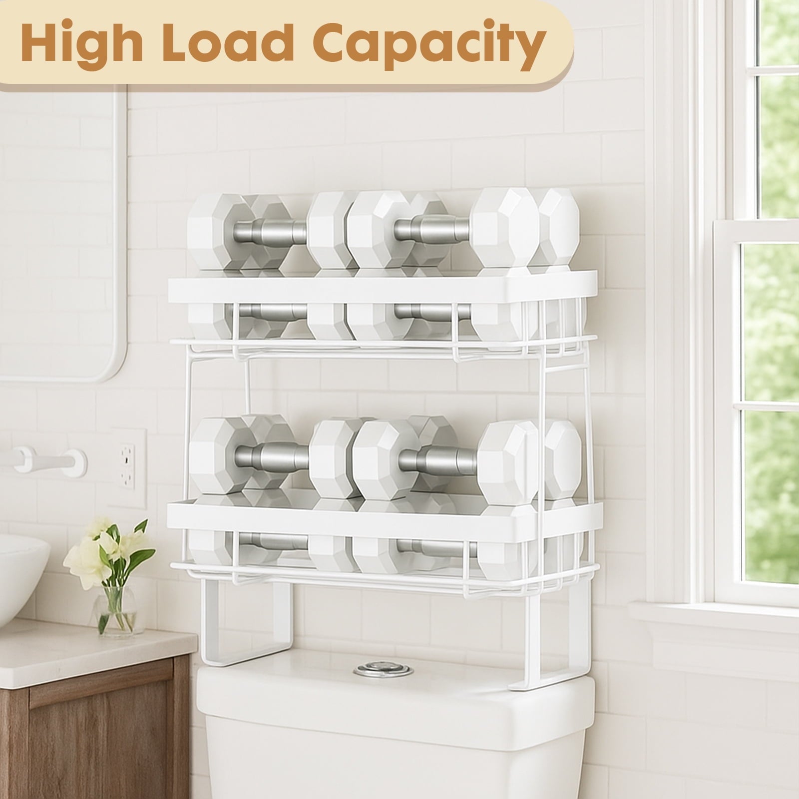 YOYTOO Over the Toilet Storage Shelf, 3 Tier Freestanding Bathroom Caddy Organizer Behind Toilet Stand Shelves Towel Rack with Toilet Paper - Image 5
