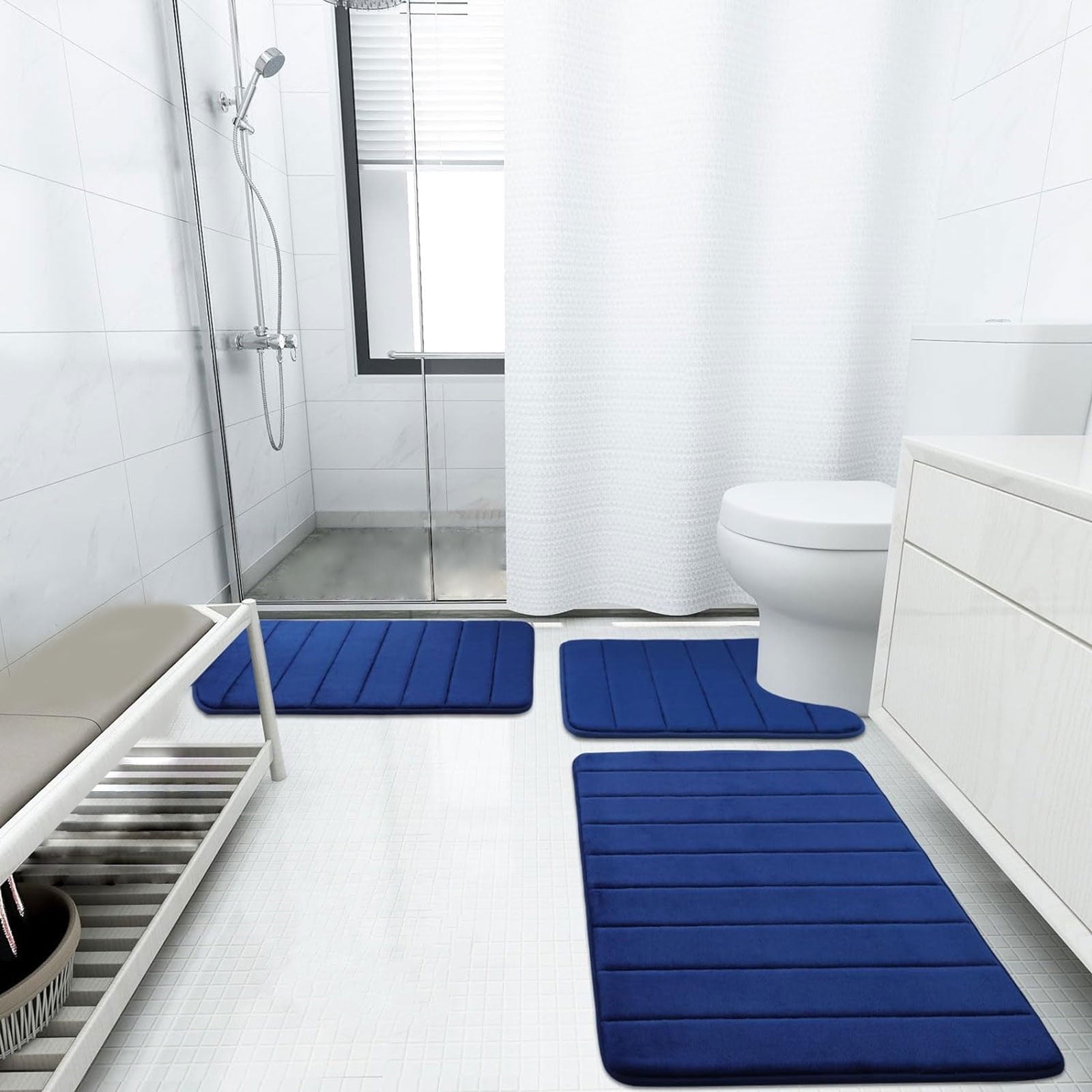 3 Pcs Memory Foam Bathroom Mat Set Bathroom Rug Set Non Slip Absorbent Toilet Mat Set Comfortable Soft Machine Wash N... - Image 5