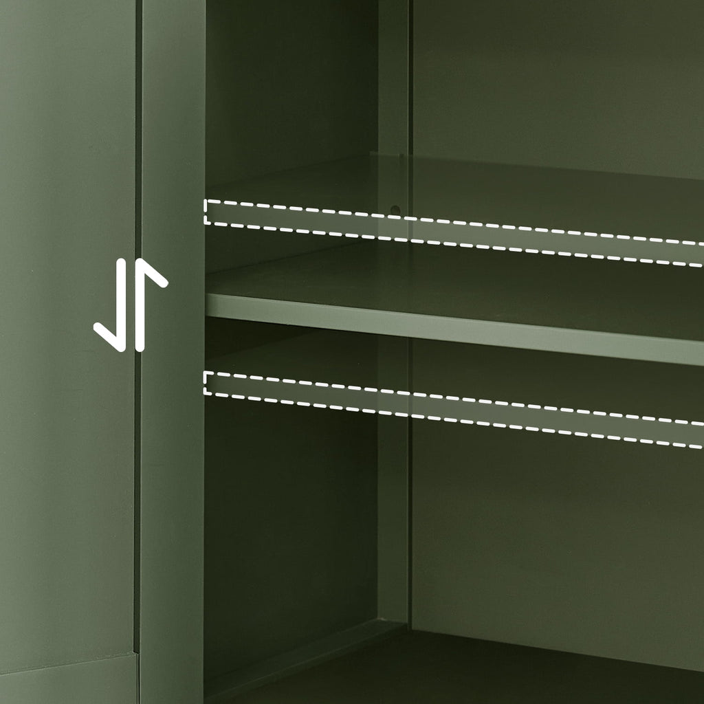 Bathroom Cabinets Freestanding, Bathroom Storage Floor Cabinet with Doors and Adjustable Shelves, Green - Image 2
