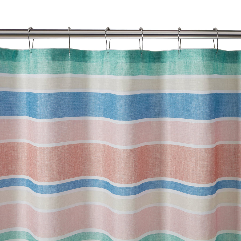 14-Piece Stripe Shower Curtain Set with Hooks & Waterproof Liner Machine Washable, 72"x72 - Image 3