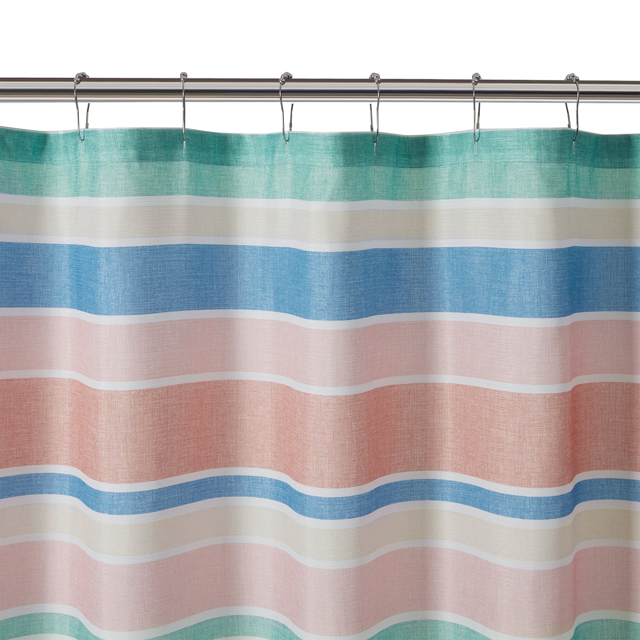 14-Piece Stripe Shower Curtain Set with Hooks & Waterproof Liner Machine Washable, 72"x72 - Image 3