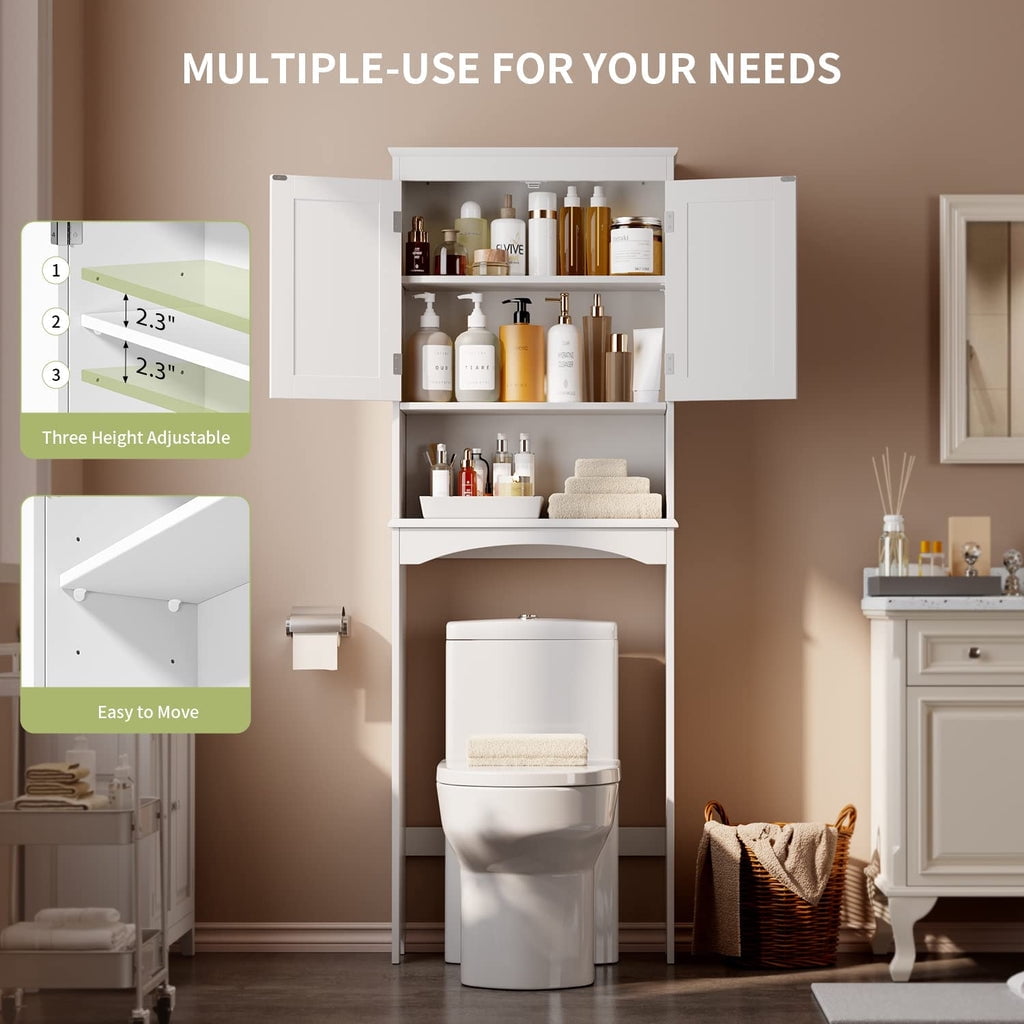 Aiho Over The Toilet Storage Cabinet, Bathroom Shelf Over Toilet, Bathroom Storage Cabinet Organizer - White - Image 6