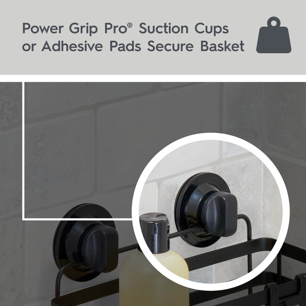 Better Homes & Gardens Adhesive or Suction Mount Shower Storage Basket, Matte Black - Image 6