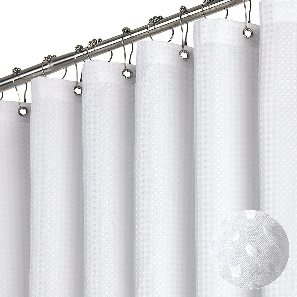 Shower Curtain and Liners Sets with Hooks, Mildew-Resistant Thick Bathroom Curtain Set, 72" x 72", White - Image 6