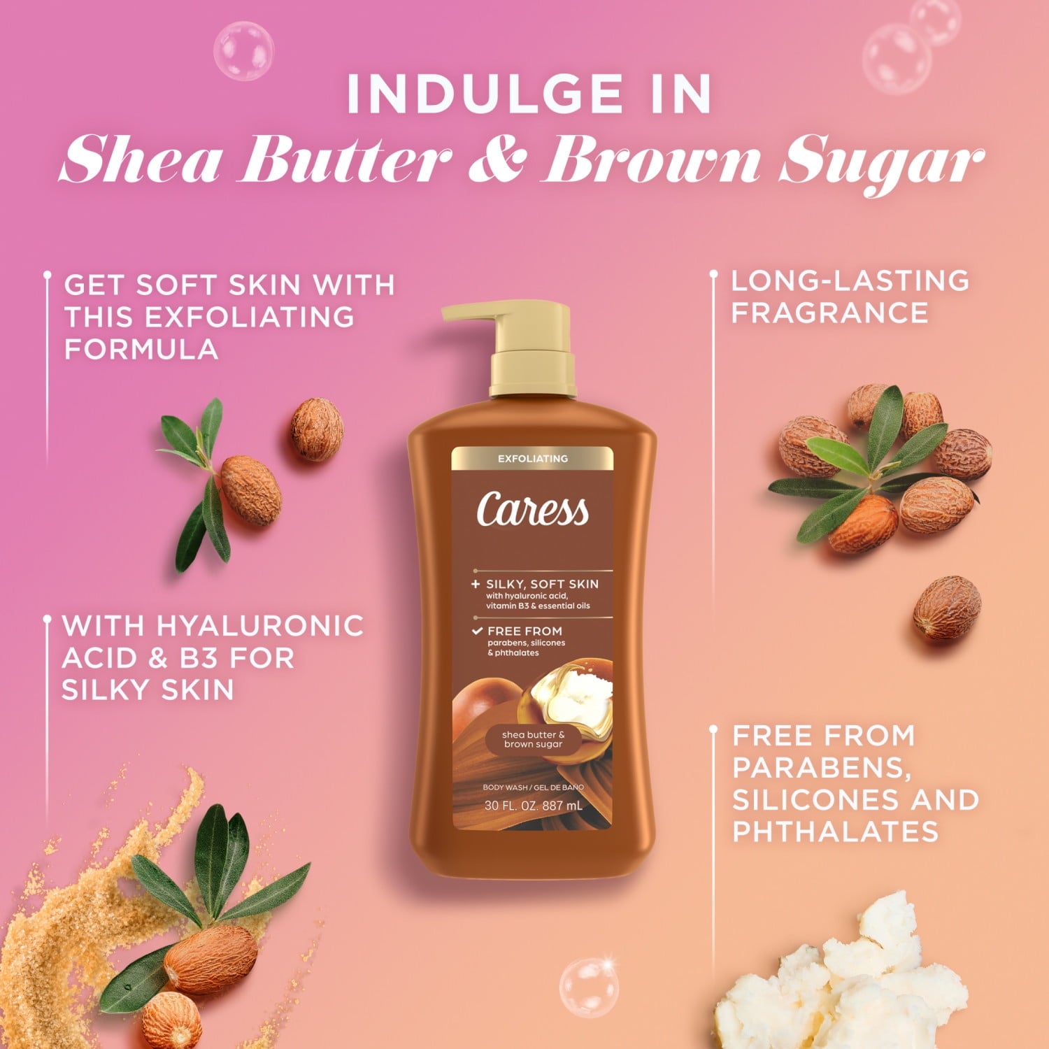 Wash for Women, Shea Butter & Brown Sugar Shower Gel for All Skin 30 fl oz - Image 3