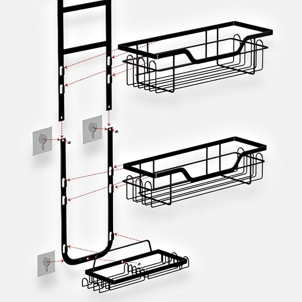 3-Tier Over The Door Shower Caddy, Large Capacity Hanging Bathroom Organizer, Space Saving Storage Rack for Shampoo Conditioner Body Wash - Image 5