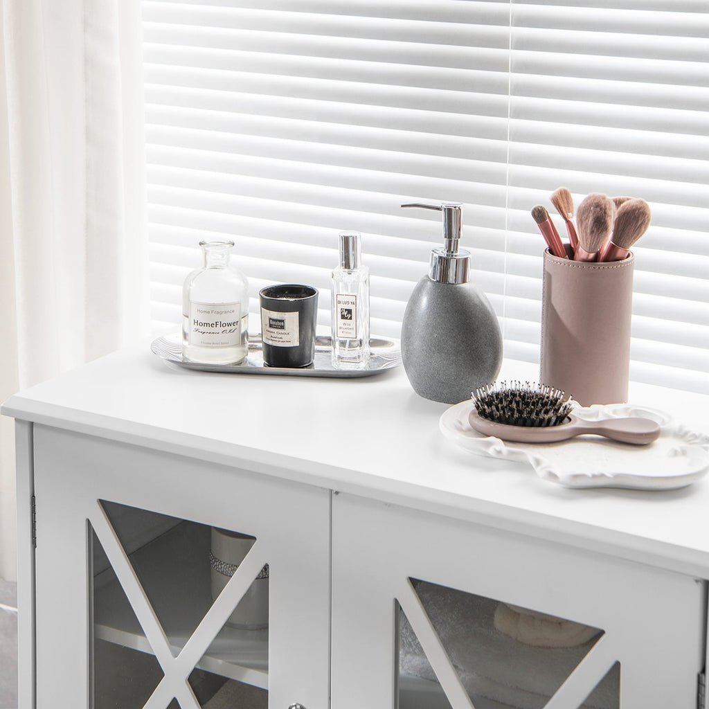 Bathroom Storage Cabinet Linen Storage Cabinet with Doors and Adjustable Shelves White - Image 6