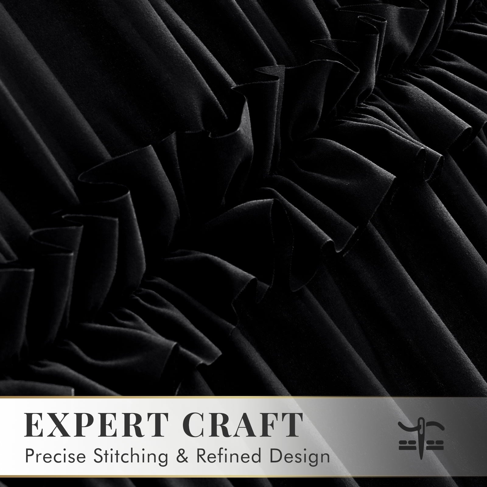 Curtain,Black Tiered Fabric Bathroom Curtain for Farmhouse Decor,72 x 72 Inch - Image 3