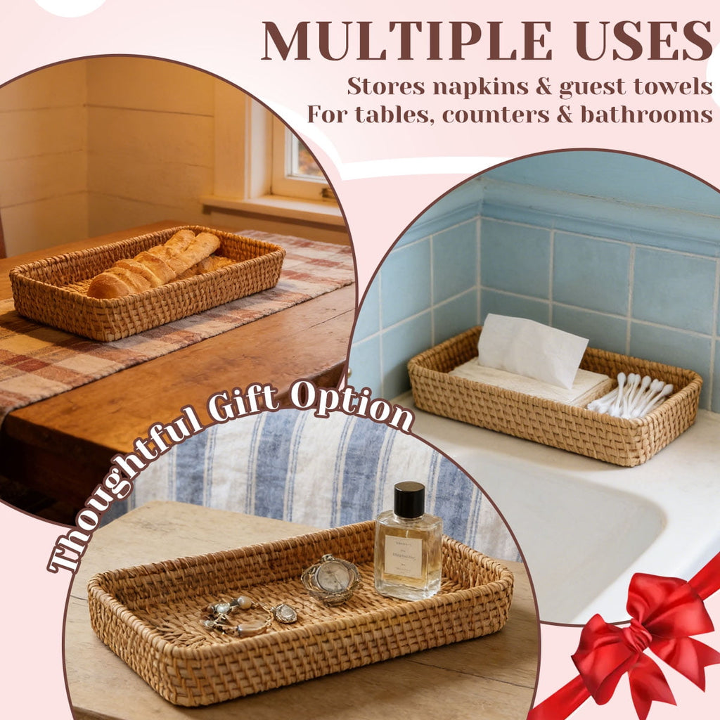 and Toilet Tank Basket for Bathroom Storage Long Narrow Hand Towel Organizer (10.6 x 4.3 x 1.57 inch) - Image 4