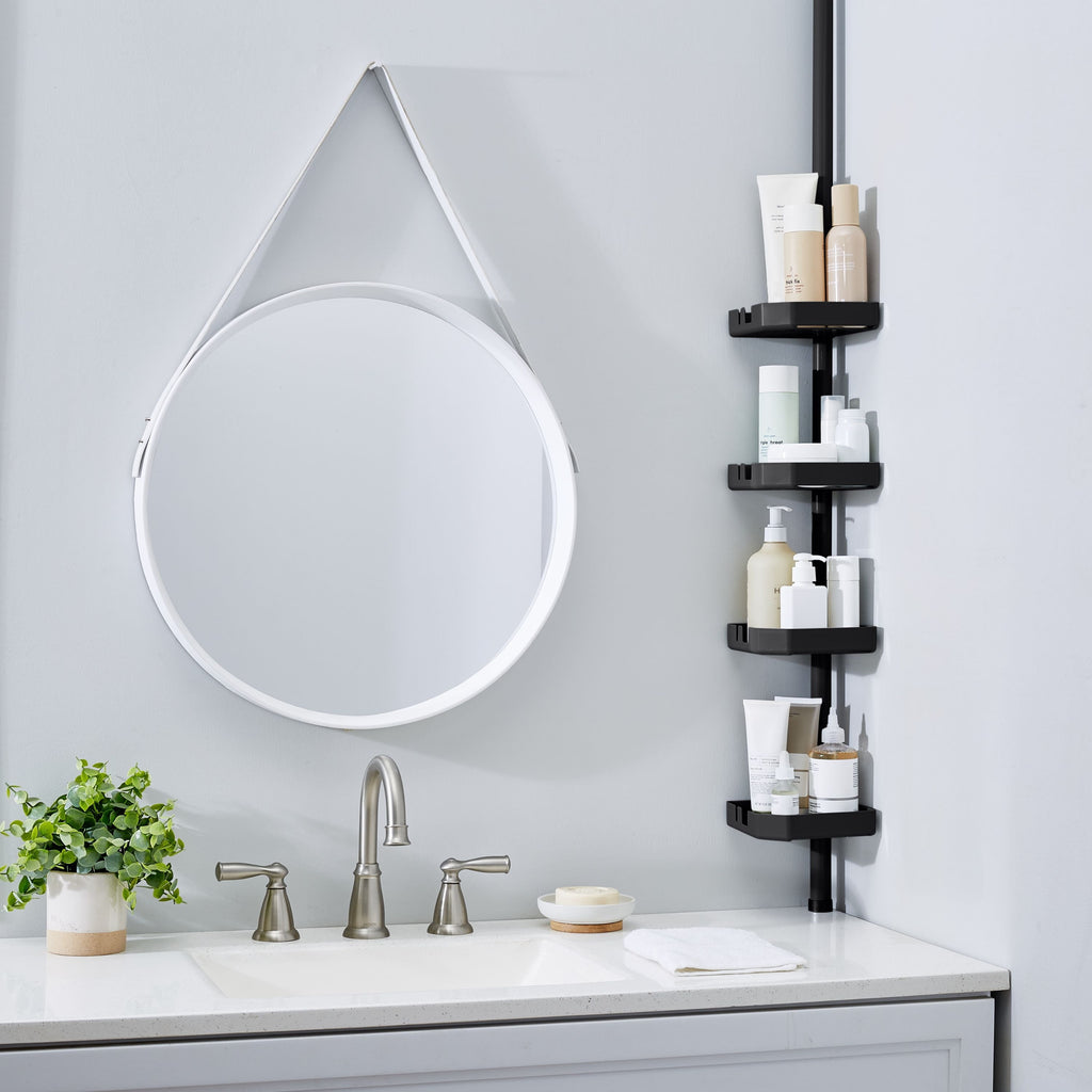 Bath Bliss 4 Shelf Tension Plastic Corner Shower Organizer Caddy in Matte Black - Image 3