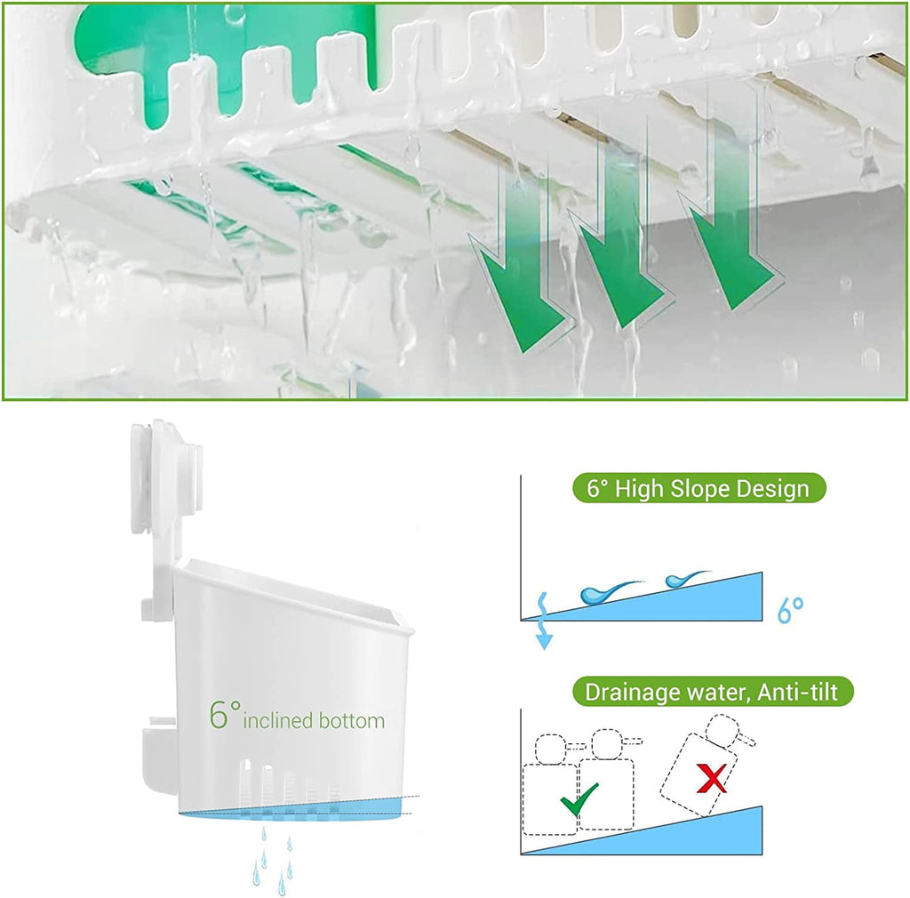 Cup Shower Caddy, No-Drill Removable Shower Organizer with Hook Slots, 22 lbs Heavy Duty Shower Storage, Waterproof S... - Image 5