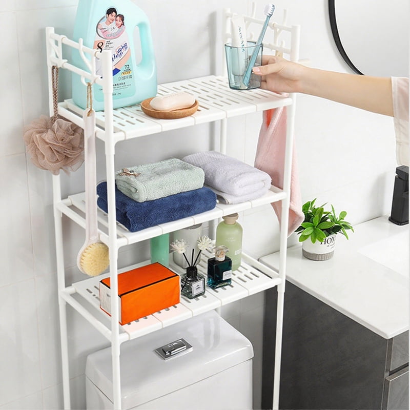 The Toilet Storage Shelf for Bathroom,3-Tier Freestanding Bathroom Organizer with 4-Hooks,H-Shape Frame,Extra Thick C... - Image 4