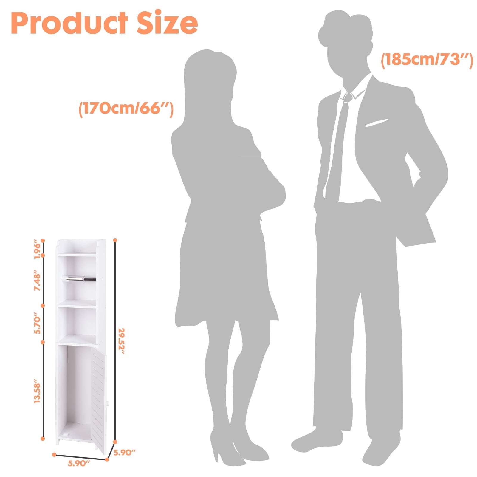 Bathroom Storage Cabinet with Doors and Shelves, Freestanding Toilet Paper Holders Stand Storage Cabinet Organizer Sh... - Image 2