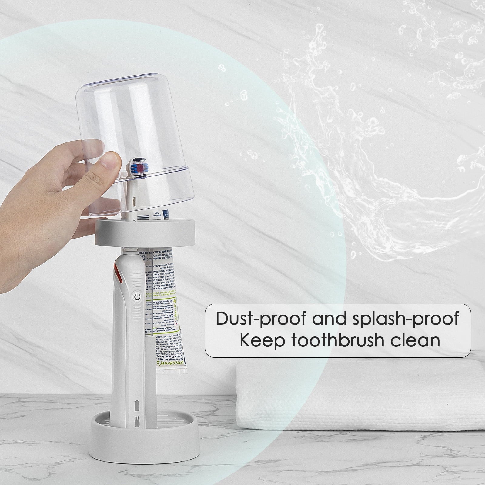 DODAMOUR Height Adjustable Toothbrush Holder for Bathroom, Toothbrush Holder Stand with Tooth Brush Cup, Compatible with Conventional, Elect - Image 4