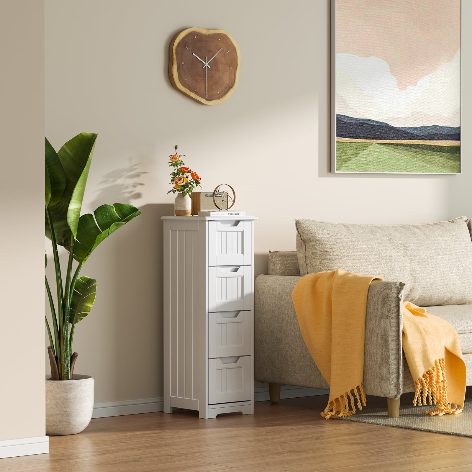 33" Small Bathroom Floor with 4 Drawers, White - Image 6