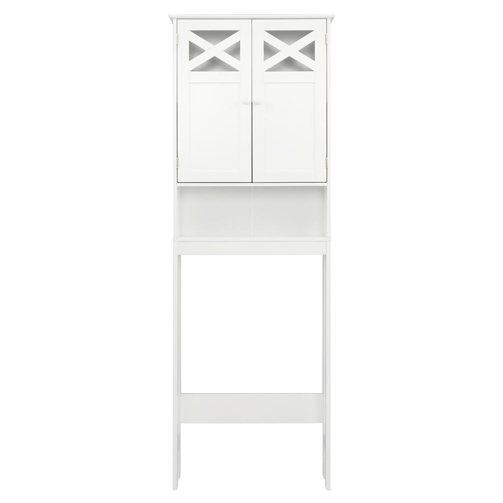 the Toilet Storage, Bathroom Storage Cabinet Organizer with Adjustable Shelf Double Doors, White - Image 4