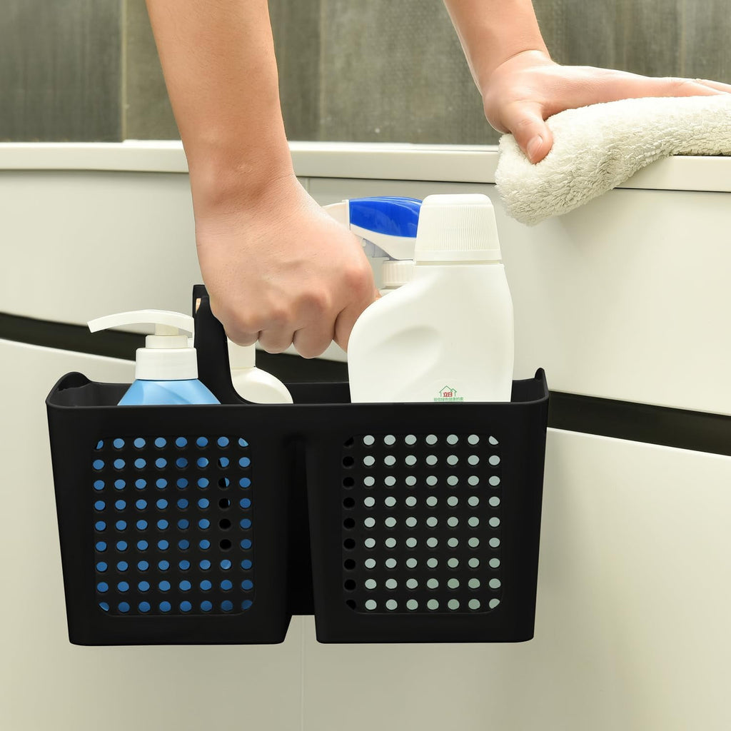 Portable Shower Caddy Basket with Compartments, Plastic Divided Cleaning Caddy Organizer Storage Tote with Handle for... - Image 3