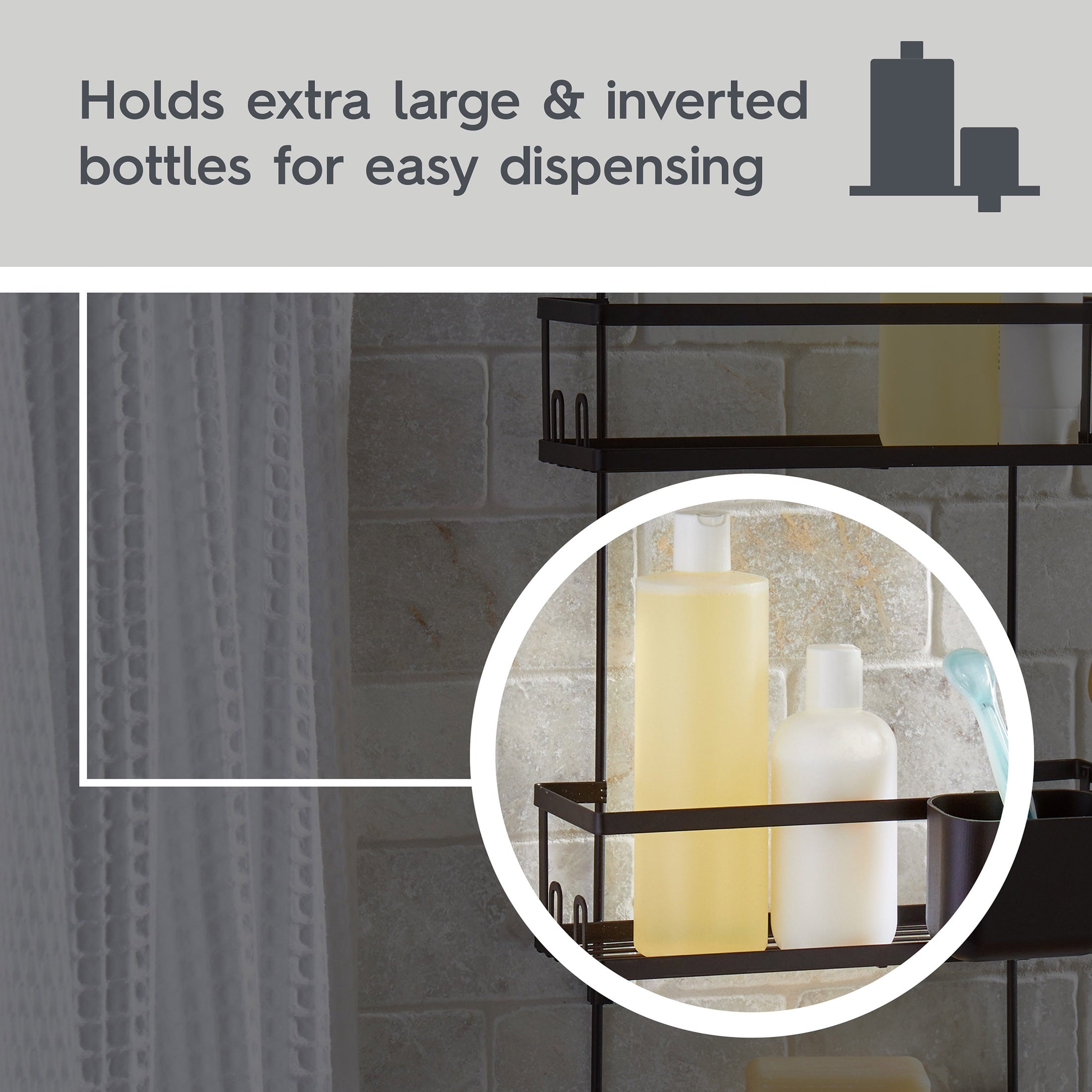 Better Homes & Gardens Matte Black Hanging Shower Caddy with Lock-Top and Soap Tray - Image 6