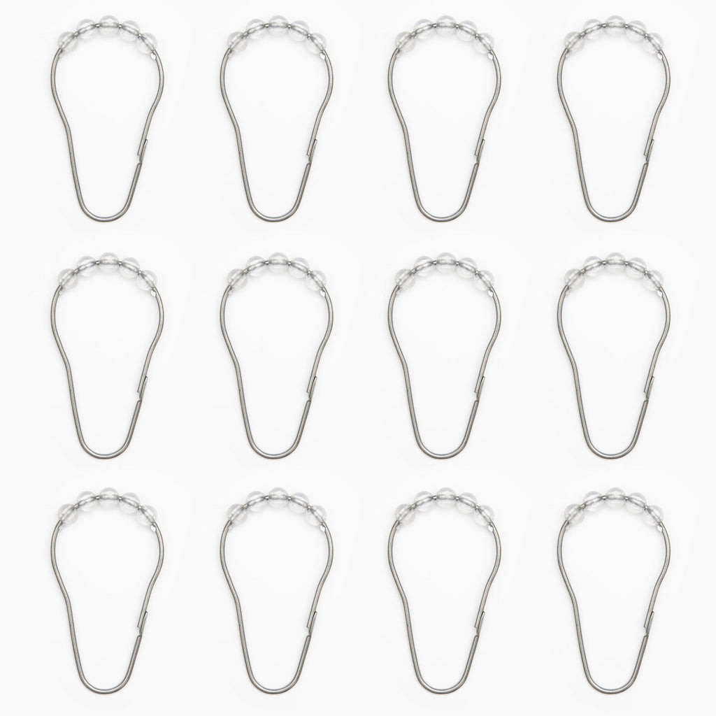 Waterproof Recycled Shower Curtain Set and Hooks, Black, White - Image 5