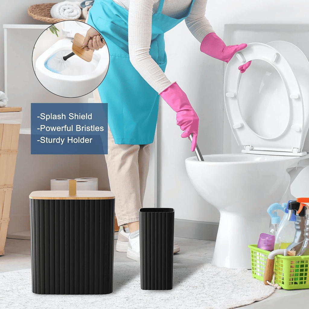 Bathroom Accessories Set-22 PCS Bathroom Set with Shower Curtain and Hooks, Toilet Brush, Trash Can & Soap Dish, Black - Image 5