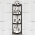 4 Floor Standing Corner Shower Caddy Organizer: Reinforced Plastic Shower Shelves with Extra-Tall Storage for Large S...