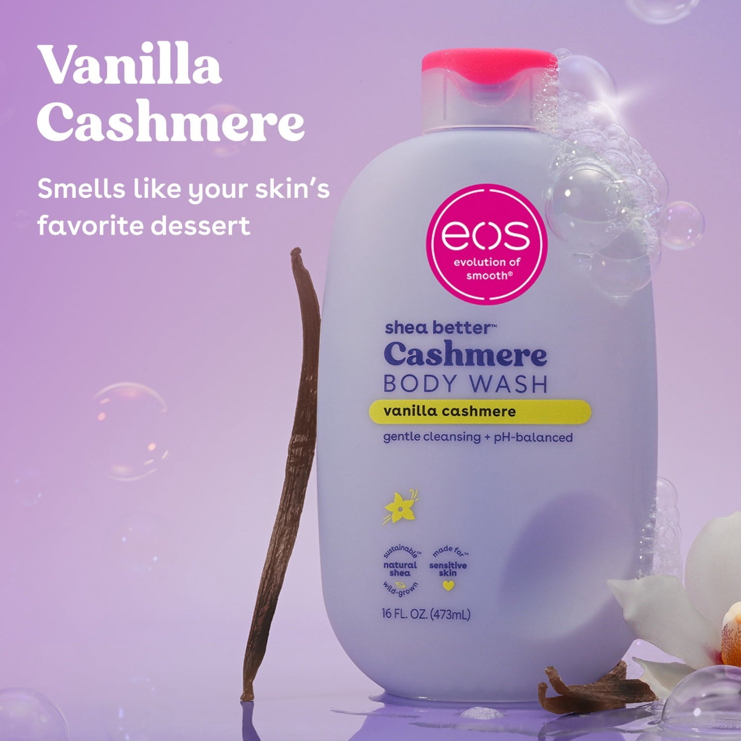 eos Shea Better Vanilla Cashmere Body Wash - Vanilla Cashmere, Creamy Gel Formula, Hyrdration for Dry Skin, 16 fl oz - Image 2
